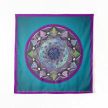 Turquoise Purple Celtic Mandala Wall Tapestry
