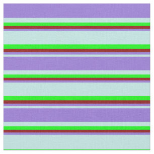 Turquoise, Purple, Dark Red, and Lime Stripes Fabric