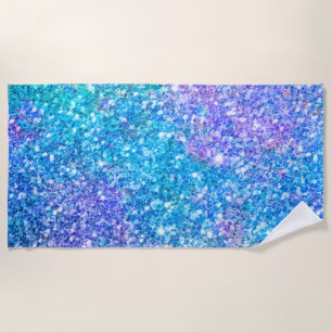 Turquoise & Purple Faux Glitter Beach Towel