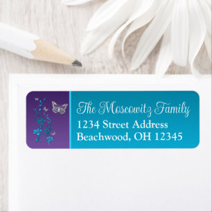 Turquoise, Purple, Floral, Butterflies Bat Mitzvah