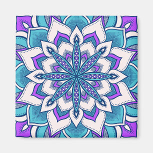 Turquoise Purple Flower Mandala Magnet