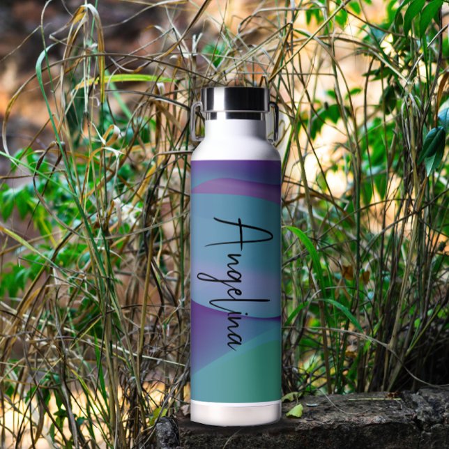  Turquoise purple gradient name Water Bottle (Creator Uploaded)