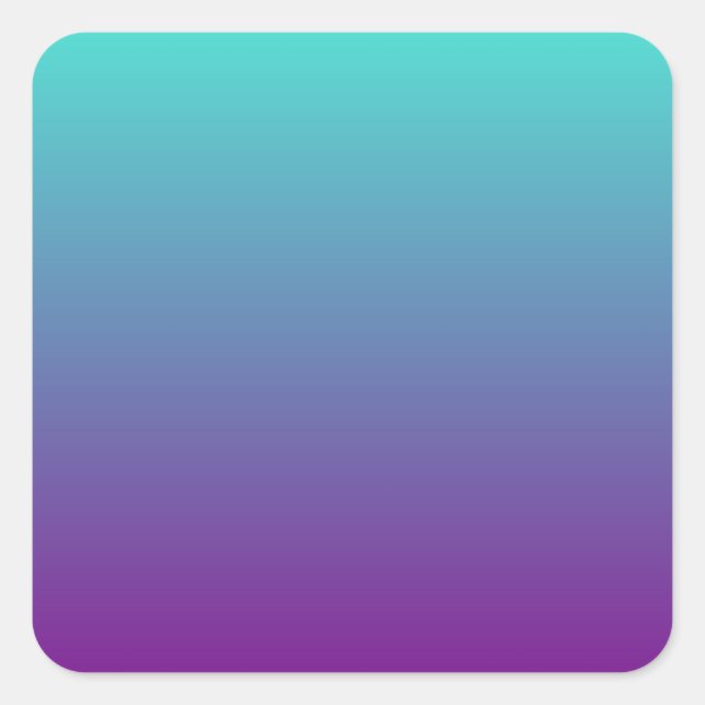 Turquoise Purple Ombre Square Sticker (Front)