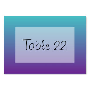 Turquoise Purple Ombre Table Number