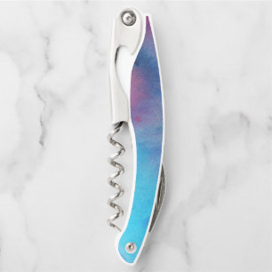 Turquoise Purple Pink Abstract Watercolor Wash Corkscrew