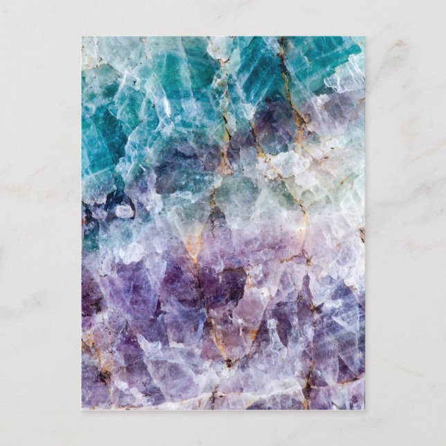 Turquoise & Purple Quartz Crystal Postcard (Front)