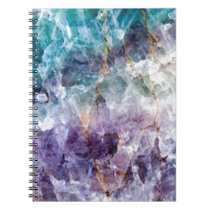 Turquoise & Purple Quartz Crystal Spiral Notebook