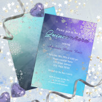 Turquoise Purple Silver Glitter Quinceañera