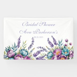 Turquoise Purple Wildflowers Bridal Shower Banner