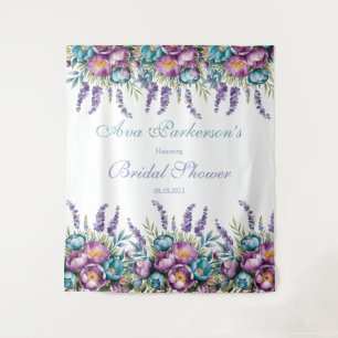 Turquoise Purple Wildflowers Bridal Shower Tapestry