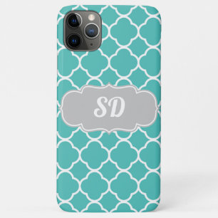 Turquoise Quatrefoil Custom Monogram Case-Mate iPhone Case