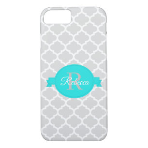 Turquoise Quatrefoil Personalised Case-Mate iPhone Case
