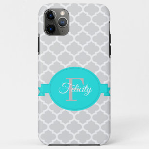 Turquoise Quatrefoil Personalised Case-Mate iPhone Case