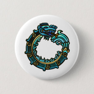 Turquoise Quetzalcoatl 6 Cm Round Badge