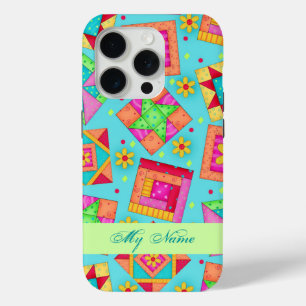 Turquoise Quilt Art Personalized iPhone 5 Case