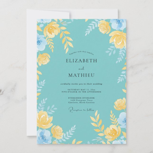 Turquoise Radiant Summer Wedding Invitation (Front)