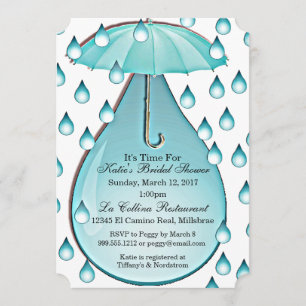 Turquoise Raindrops Bridal Shower Invitation