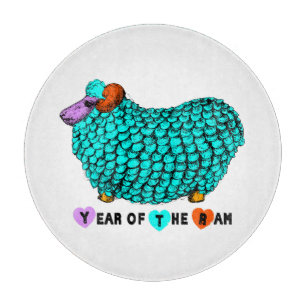Turquoise Ram Chinese Year Zodiac Cutting Board