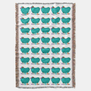 Turquoise Ram Chinese Year Zodiac Throw Blanket