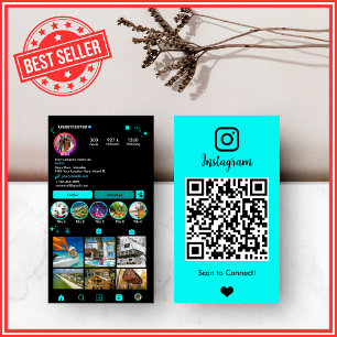 Turquoise Realtor Instagram Social QR  Business Card