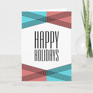 Turquoise Red Colourful Deco Holiday Card