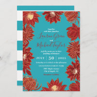 Turquoise Red Flower Oriental Floral Wedding