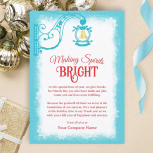 Turquoise & Red, Nostalgic Bell Holiday Card