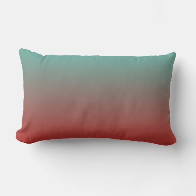 Turquoise Red Ombre Lumbar Cushion (Front)