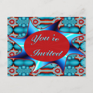 turquoise red you're invited invitation postcard