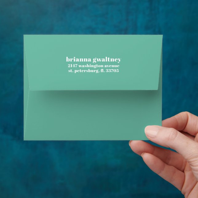 Turquoise Retro Floral Colourful Return Address Envelope (Hand)