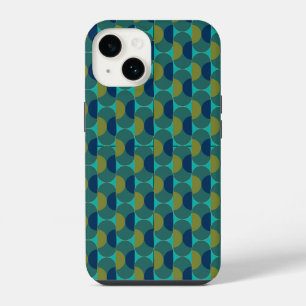 Turquoise Retro Ovals and Semi-Circles iPhone 14 Case