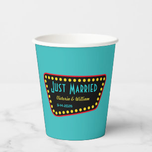 Turquoise Retro Sign Paper Cups