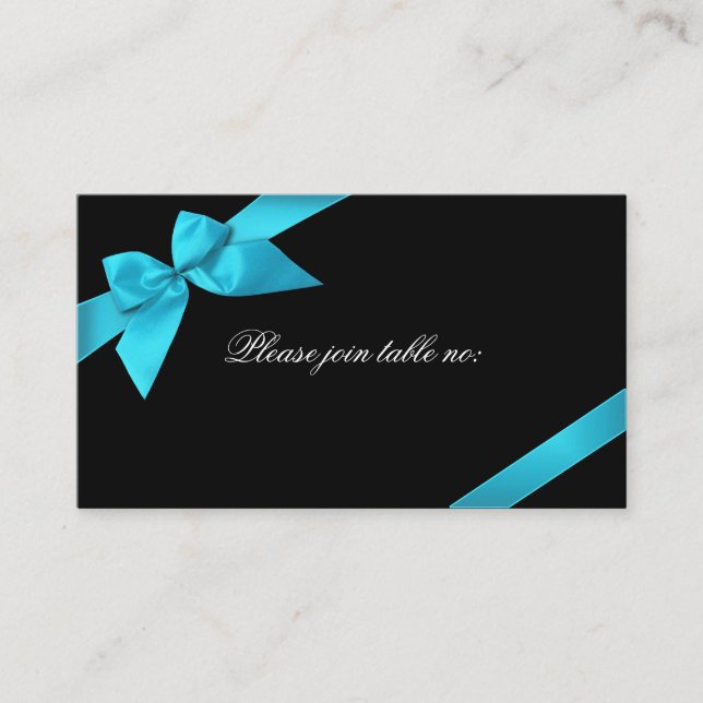 Turquoise Ribbon Guest Table Place Card (Front)