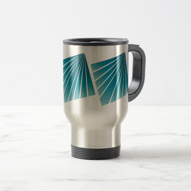Turquoise ribbons travel mug (Front Right)
