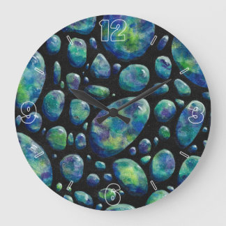 Turquoise Rocks in Space Original Artwork Large Clock