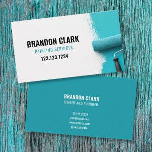 Turquoise Roller Corner Accent Painting Service Business Card