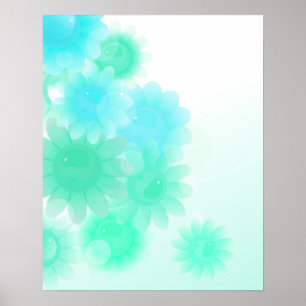 Turquoise romantic vintage flowers poster