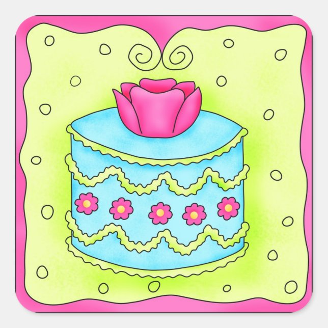 Turquoise Rose Cake Sticker (Front)