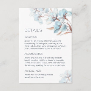 Turquoise Rose Gold Artistic Flowers Enclosure Card