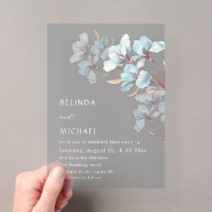 Turquoise Rose Gold Artistic Flowers  Invitation