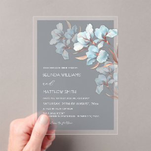 Turquoise Rose Gold Artistic Flowers  Invitation