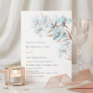 Turquoise Rose Gold Artistic Flowers  Invitation