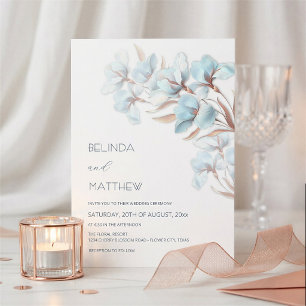 Turquoise Rose Gold Artistic Flowers  Invitation