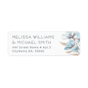 Turquoise Rose Gold Flower Wedding Label