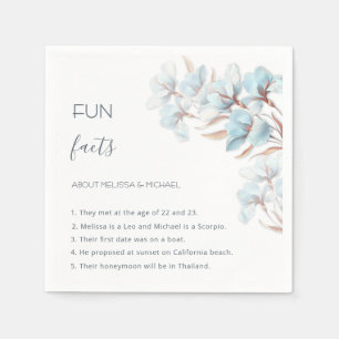 Turquoise Rose Gold Flowers Fun Facts Wedding Napkin