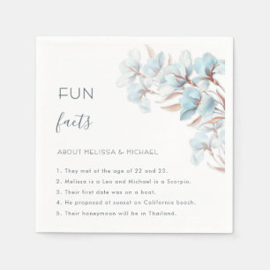 Turquoise Rose Gold Flowers Fun Facts Wedding Napkin