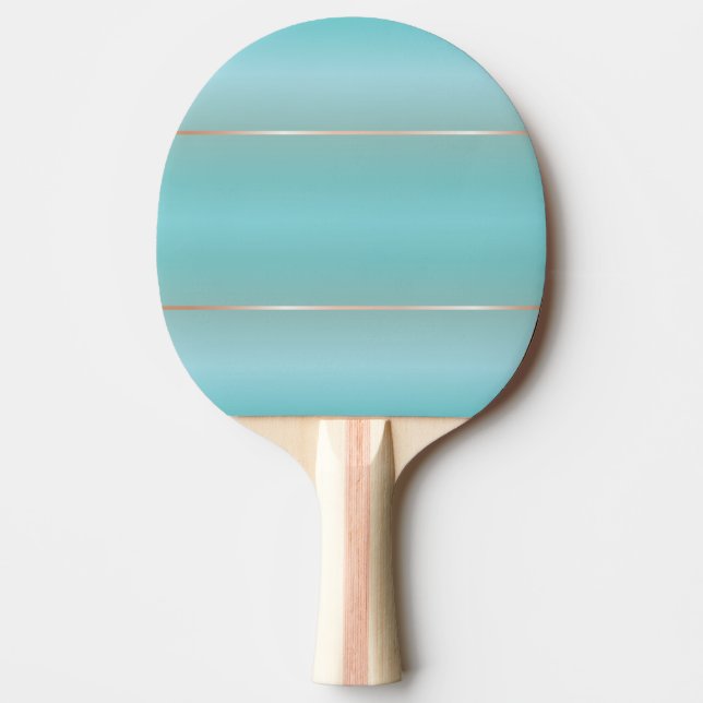 Turquoise Rose Gold Stripes Ping Pong Paddle (Front)