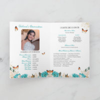 Turquoise Roses Gold Tiara Butterfly Quinceanera