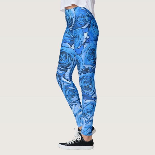 Turquoise Roses Leggings (Left)