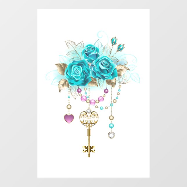 Turquoise Roses with Keys (Sheet)